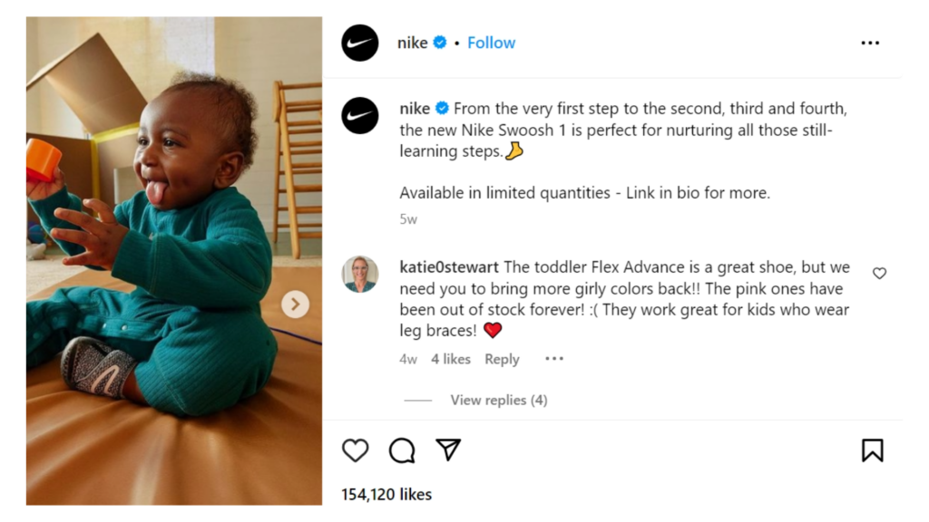 Screenshot from Nike's Instagram